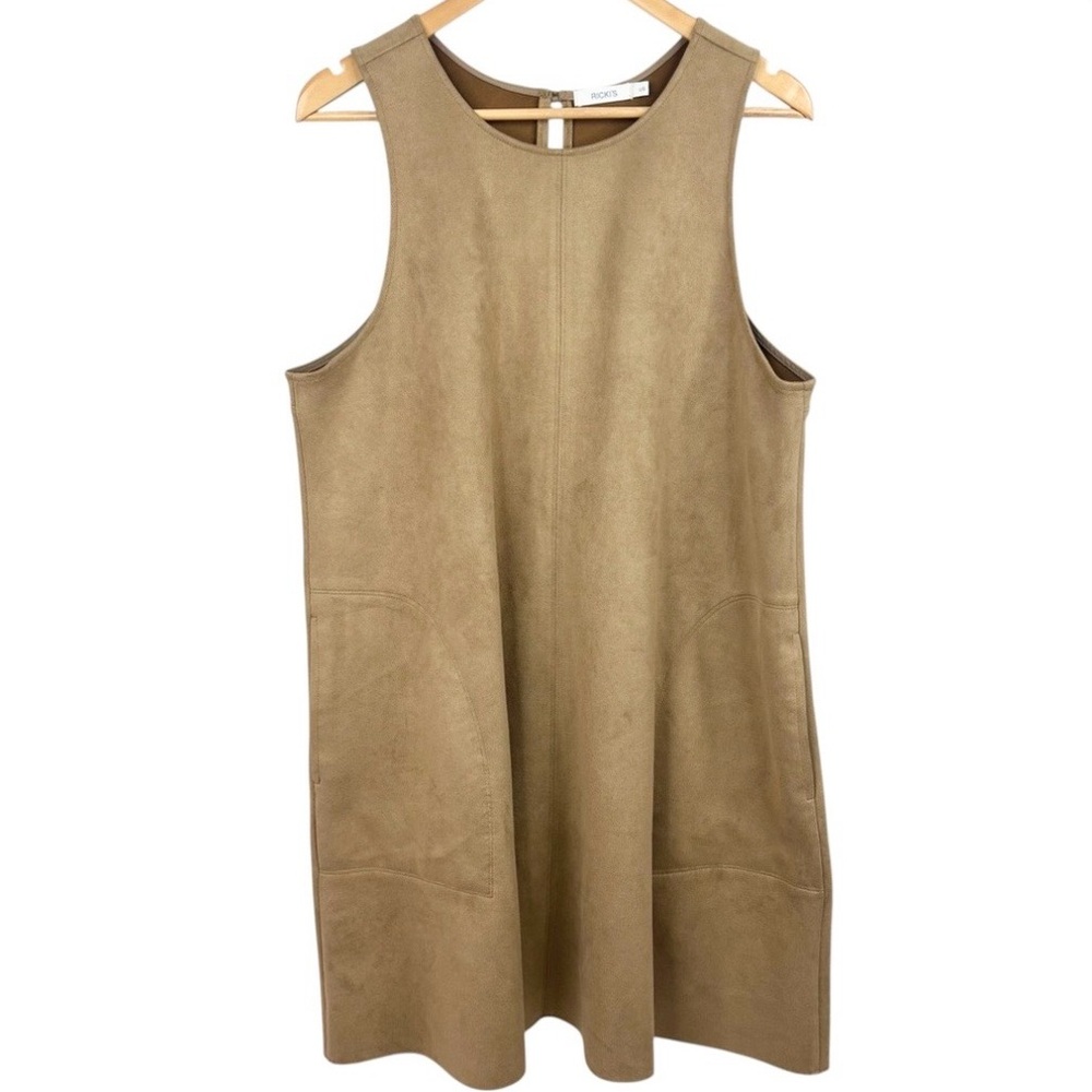 Ricki’s Sleeveless Tan Brown Faux Suede 2 Pocket Midi Smock Dress L